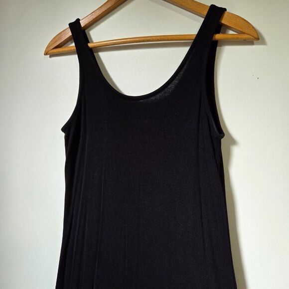 EUC OLD NAVY RIBBED SCOOP NECK BODYCON BLACK MIDI TANK DRESS SIZE SMALL - Picture 4 of 13